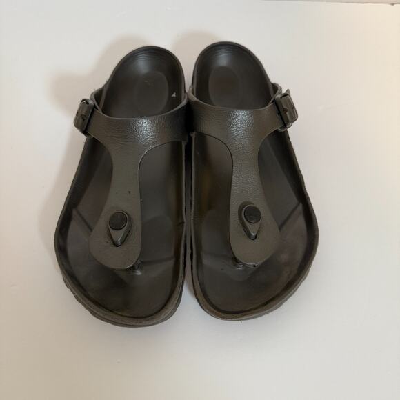 Birkenstock‎ Gizeh Sandals Womens 8 Eva Black Shoe Size Leather Slip On Casual - Picture 2 of 11